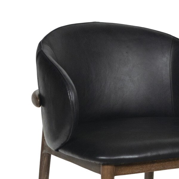 Ethan Leather Dining Chair (Black) Macro 3